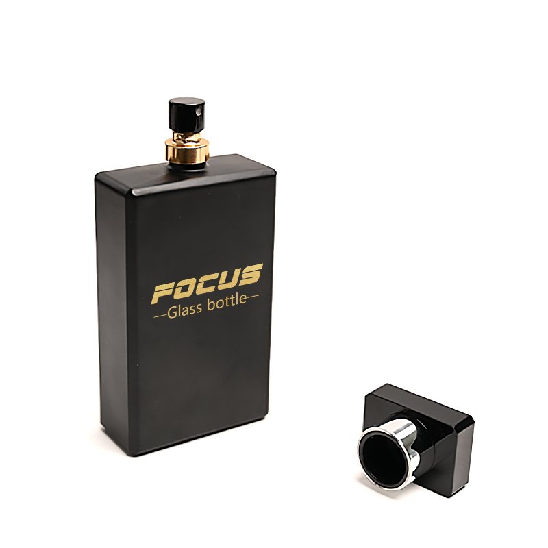 Luxury Perfume Bottle With Paper Box Packaging Matte Black Lid Parfum Spray Bottle