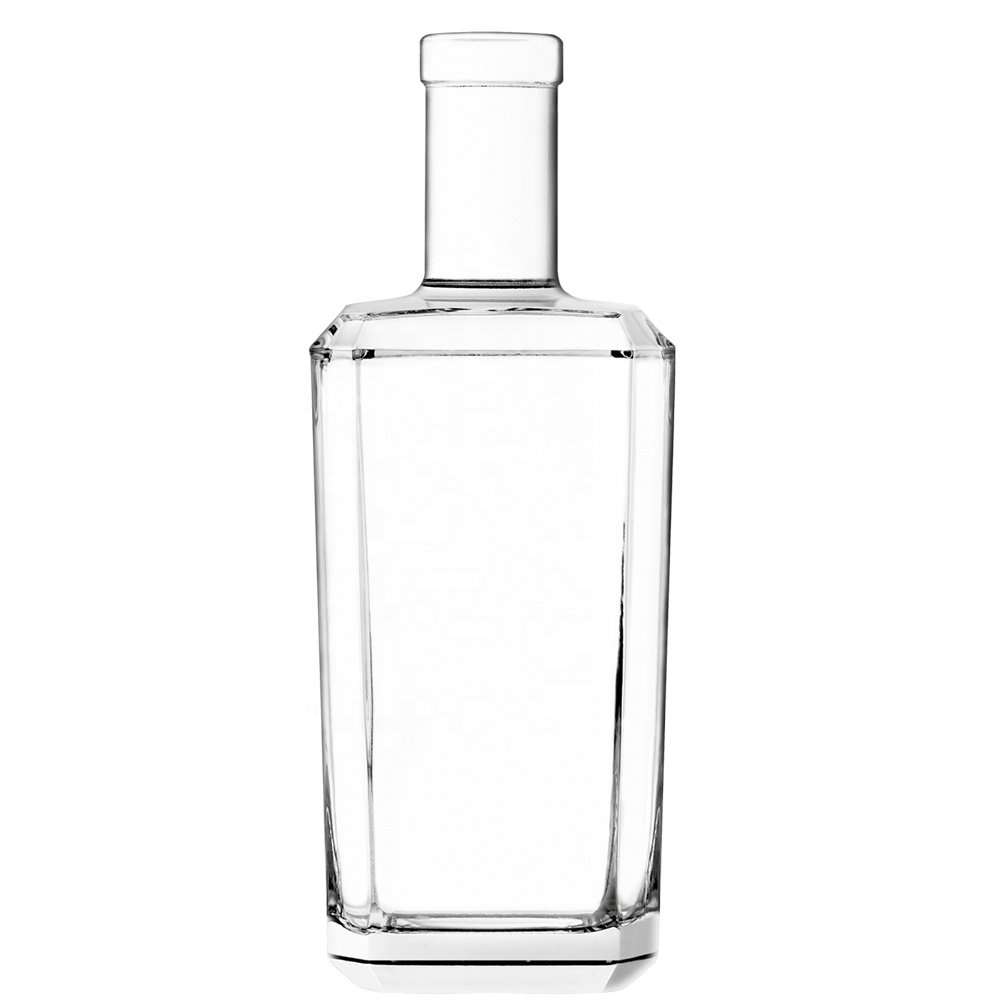 500ml 700ml 750ml square glass bottle custom liquor bottle for brandy vodka whisky gin rum tequila beverage glass bottle