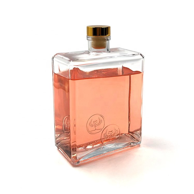 500ml 700ml 750ml square glass bottle custom liquor bottle for brandy vodka whisky gin rum tequila beverage glass bottle