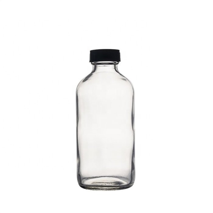 Berlin Packaging 8oz Clear Boston Round Coffee Kombucha Beverage Bottle Frosted 250ml Glass Bottle For Juice Packing