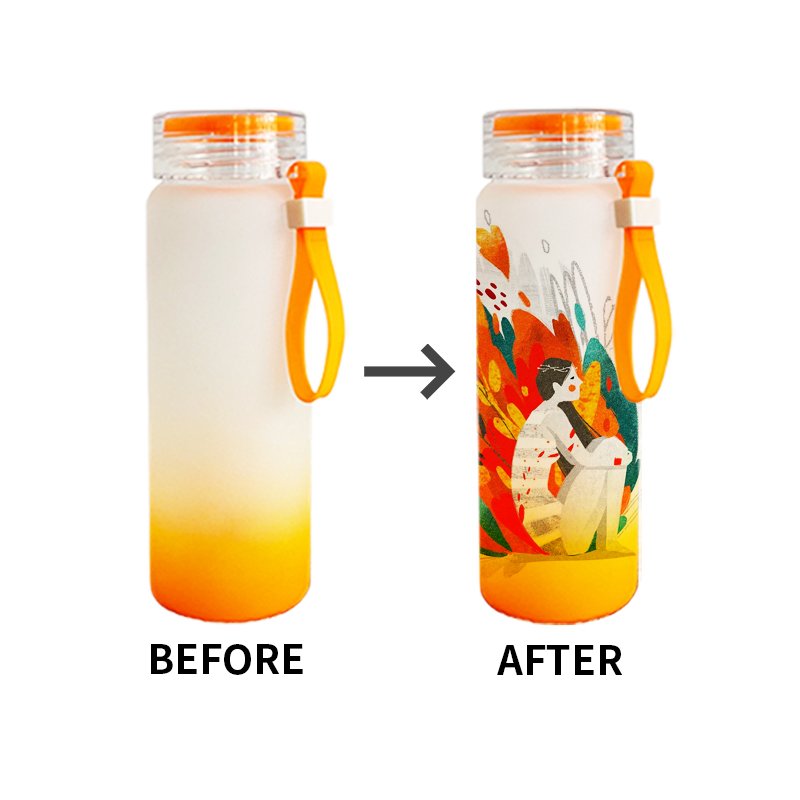 17oz 500ml blank sublimation frosted USA warehouse glass ombre color glass bottle gradient frosted glass water bottle