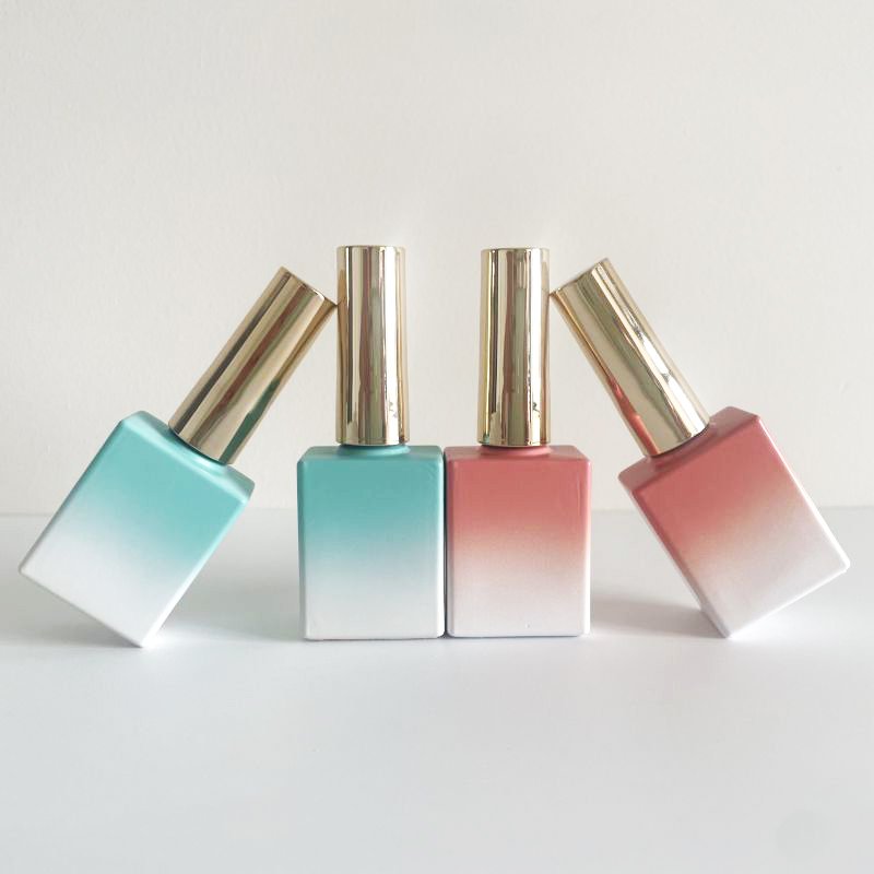 Wholesale square empty nail polish glass bottle with brush luxury matte bulk gel uv nail polish bottle supplier