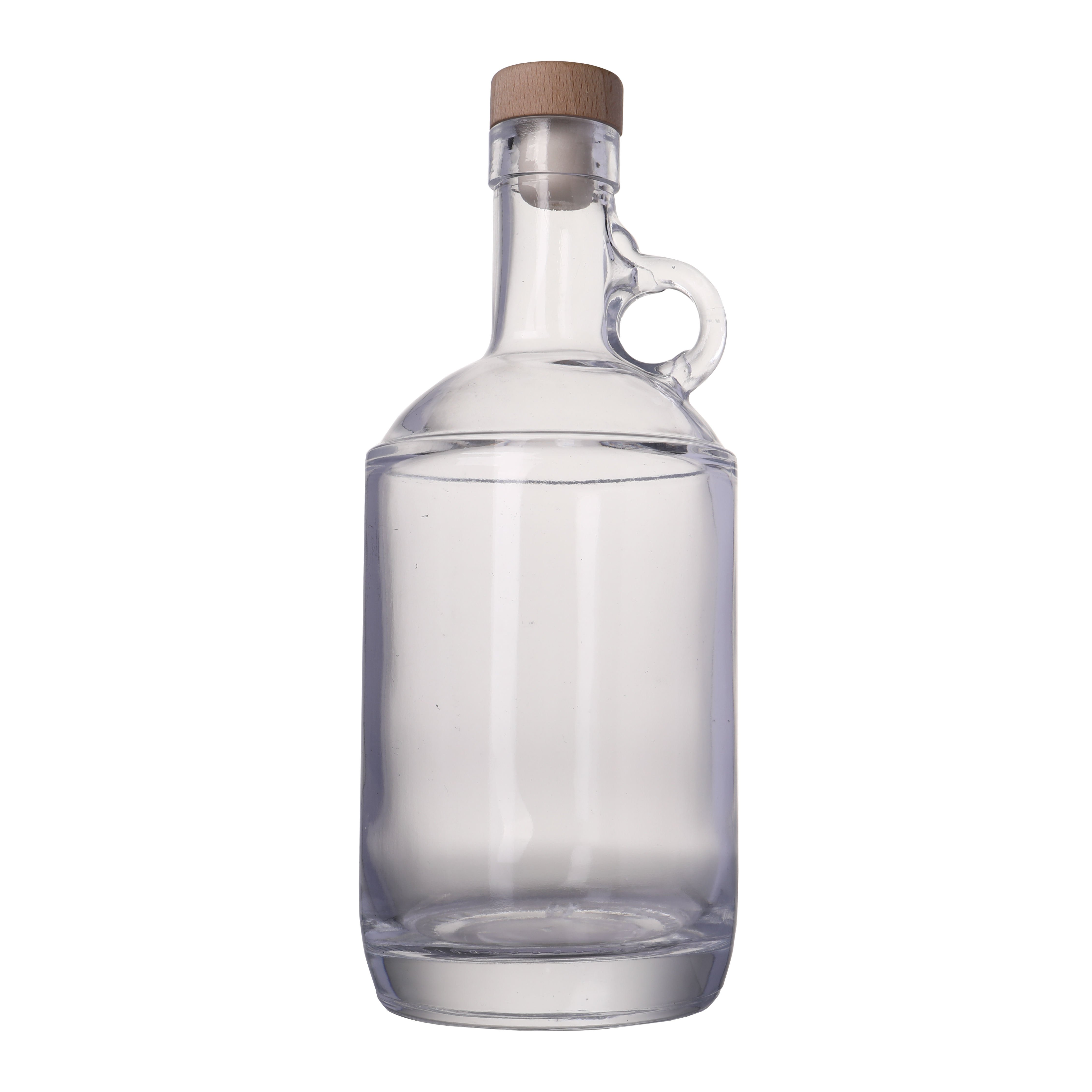 Wholesale 500 Ml 700 Ml 750 Ml Spray Frosting Vodka Whisky glass bottle Unique Handle Design Clear glass bottle With Cork