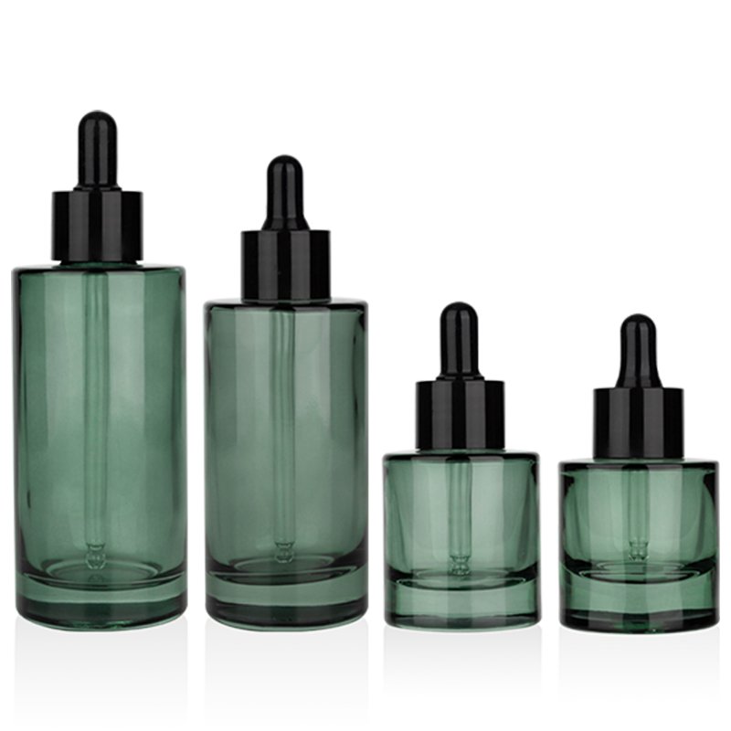 Hot Popular Serum Packaging Glass Bottle Green with Black Dropper Cosmetic Skin Care Bottles Painting Glass Products 1000pcs