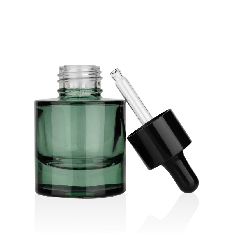 Hot Popular Serum Packaging Glass Bottle Green with Black Dropper Cosmetic Skin Care Bottles Painting Glass Products 1000pcs