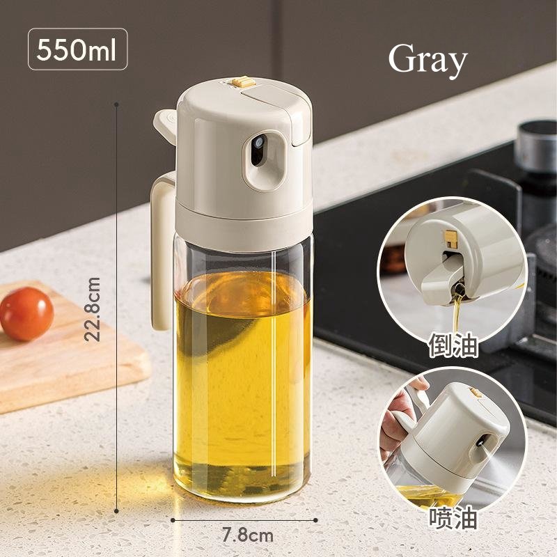 wholesale Oil Sprayer for Cooking 2 in 1 glass 550ML 18oz large capacity Oil Dispenser Bottle kitchen