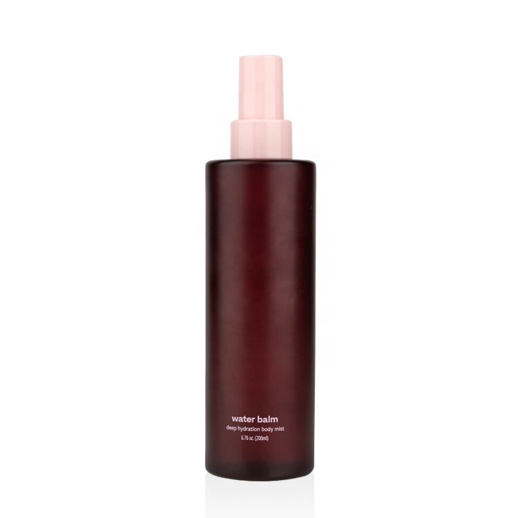 Cosmetic Package Perfume Essential Oil Serum Body Room Toner Moisture Spray Glass Bottle with Pink Sprayer Fancy Dark Red 200ml