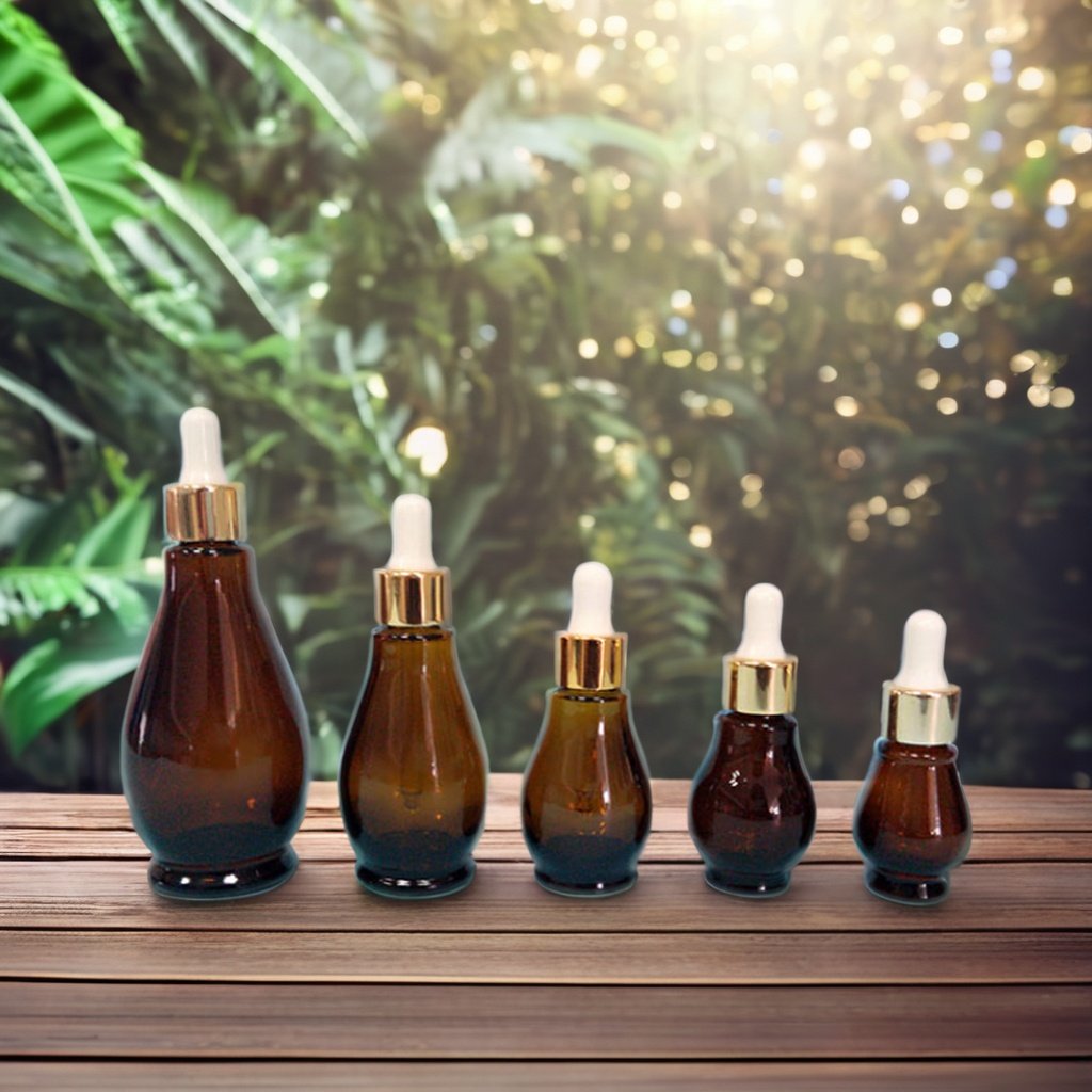 Amber Calabash Gourd Shaped Essential Oil Dropper Bottle 10-100ml Glass Bottle Color Painting Surface Screw Cap Perfumed Bottle