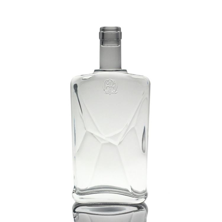 Vodka Prices In Bd High Quality Flat Square Clear Glass Wine Bottle For Medicinal Liquor