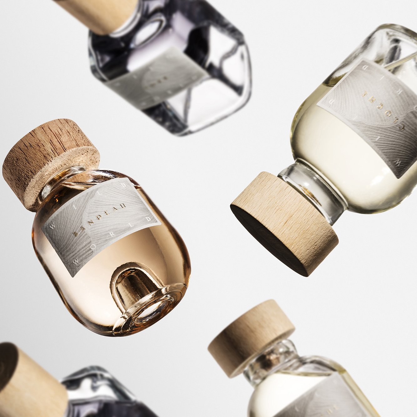 Recyclable 50ml 100ml Round square Glass Empty Perfume Bottle Customized Logo Cube Perfume Bottle With Wooden lid