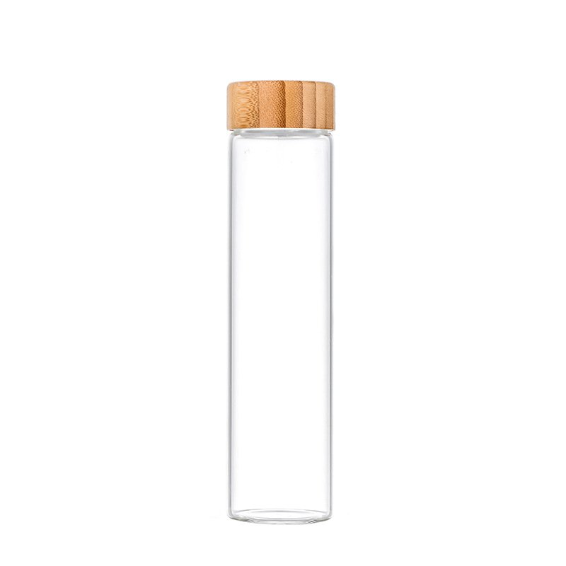 Wholesale Bamboo Lid Food Storage Container 50ml 60ml 80ml 90ml 100ml 150ml 200ml Clear Wide Mouth Glass Bottles