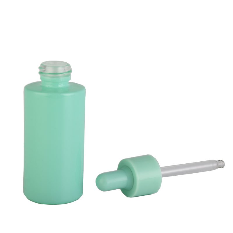 Personal care round shape clear pink frosted 15ml 30ml 1/2 1 oz essential hair oil bottles dropper cosmetic glass bottle