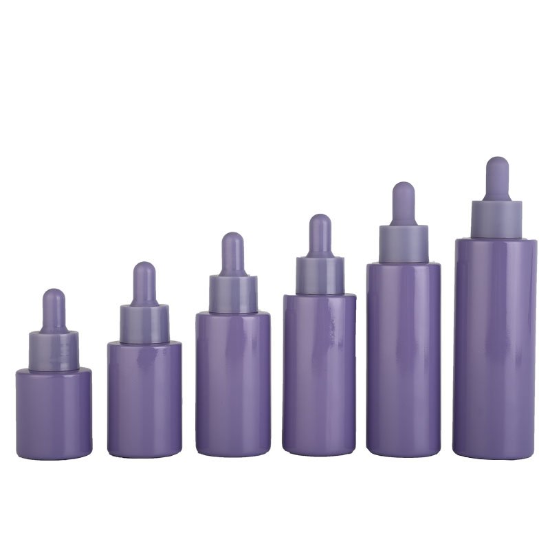 Personal care round shape clear pink frosted 15ml 30ml 1/2 1 oz essential hair oil bottles dropper cosmetic glass bottle