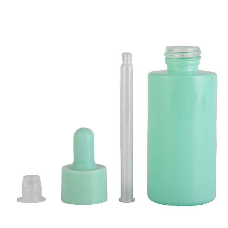 Personal care round shape clear pink frosted 15ml 30ml 1/2 1 oz essential hair oil bottles dropper cosmetic glass bottle