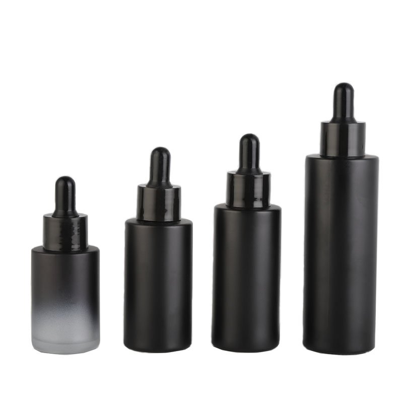 Personal care round shape clear pink frosted 15ml 30ml 1/2 1 oz essential hair oil bottles dropper cosmetic glass bottle