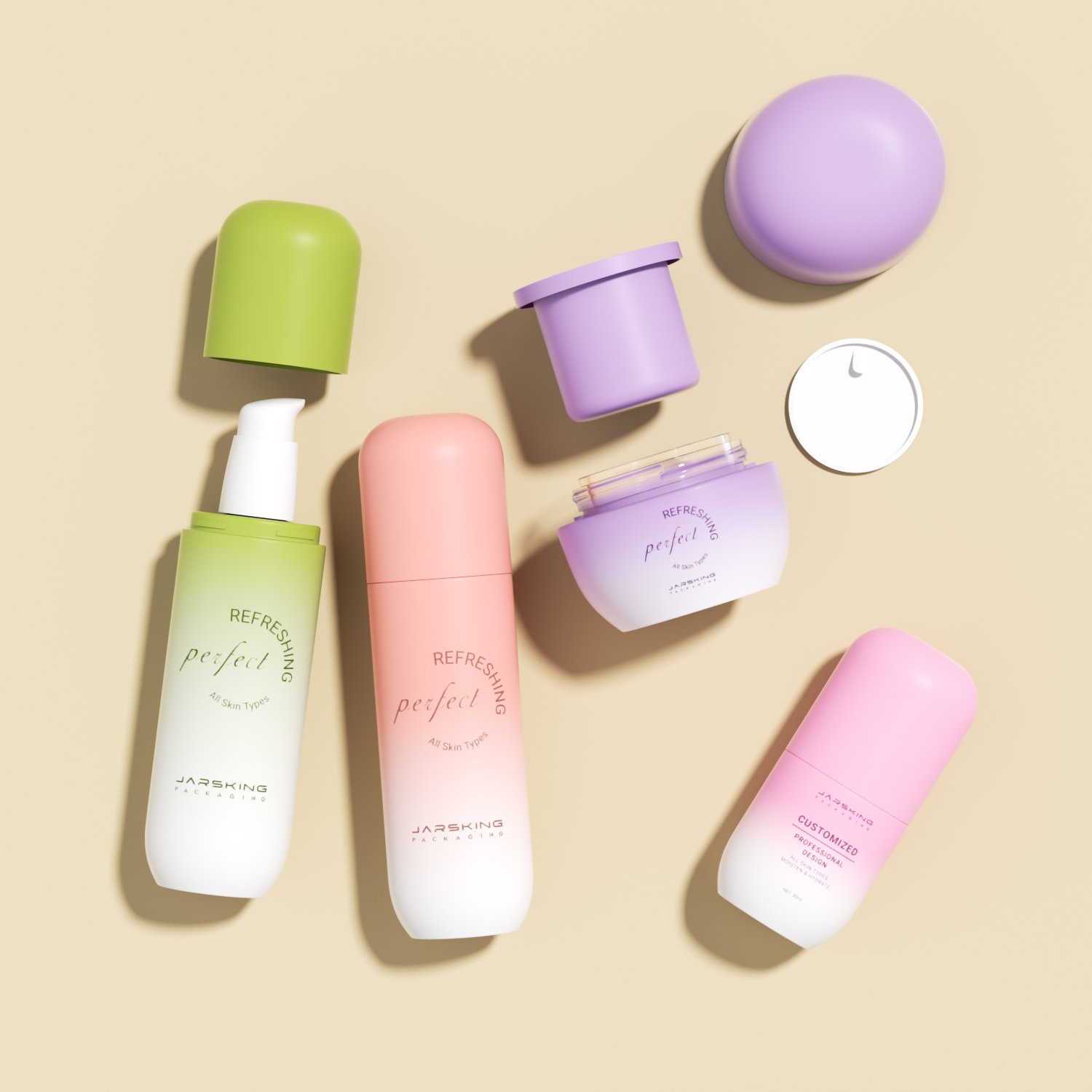 Premium skin care packaging set 50g 30ml 100ml empty frosted luxury cosmetic lotion serum pump glass bottle and cream glass jar