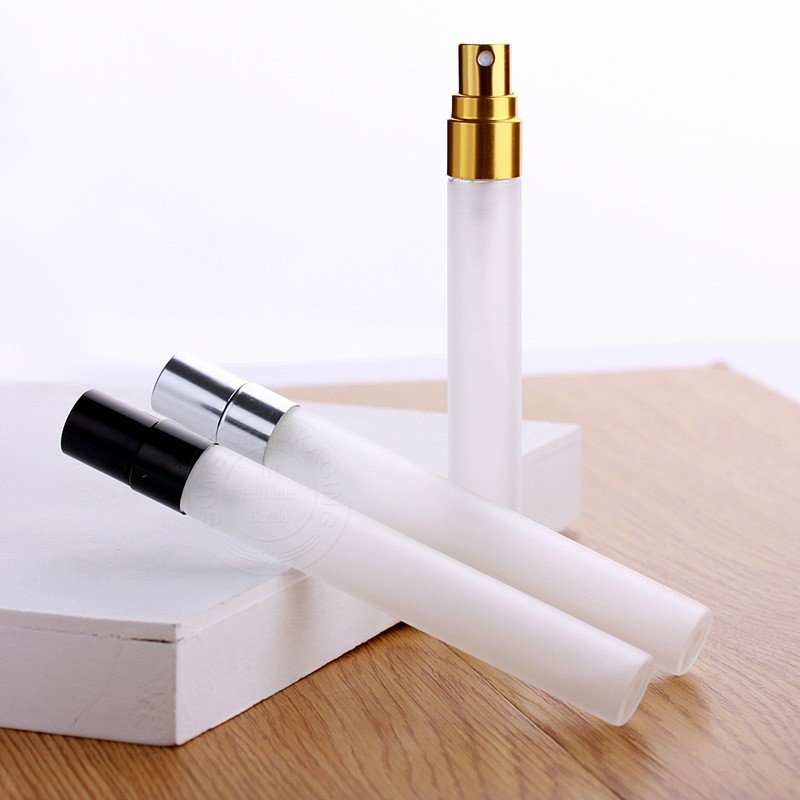 Portable Mini 10ml Gold Silver Black Glass Bottle Perfume Refillable Spray Sample Vial for Tester Atomizer Pump Spray Bottles