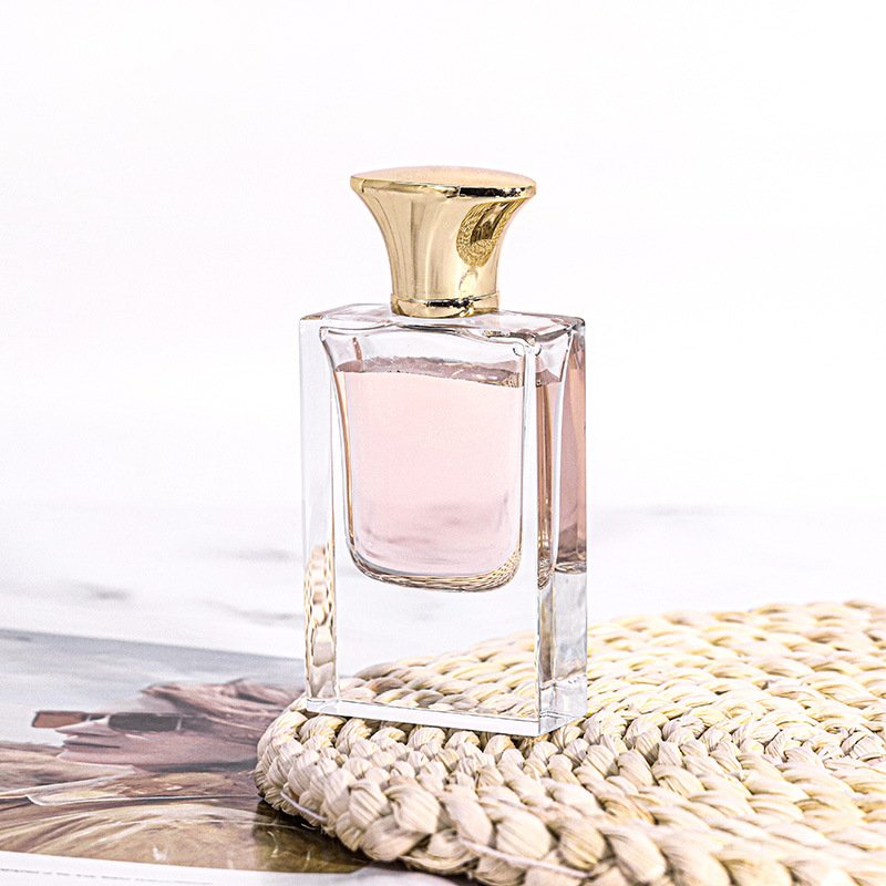 High Quality 100ml Square Cosmetic Glass Perfume Bottles with Pump Sprayer FEA15 Neck Screen Printing for Packaging