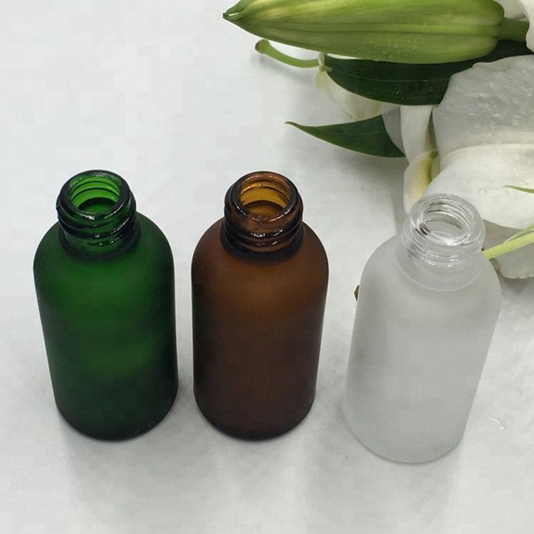 1oz 30ml 60 ml 120ml Boston round glass bottle frost green amber essential oil glass bottles 2oz dropper bottles