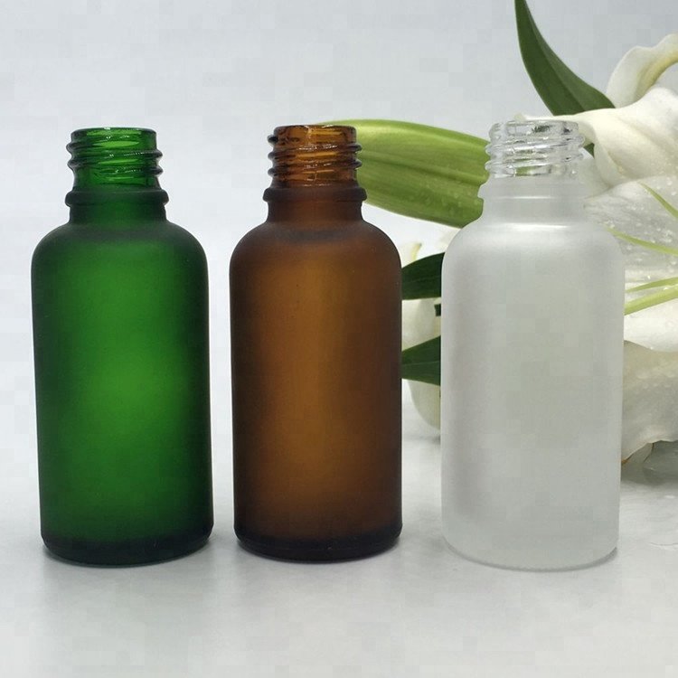 1oz 30ml 60 ml 120ml Boston round glass bottle frost green amber essential oil glass bottles 2oz dropper bottles