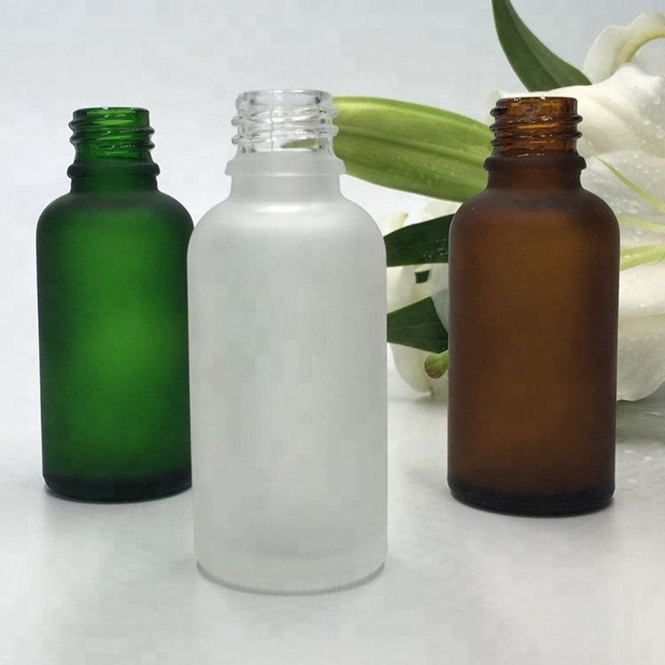 1oz 30ml 60 ml 120ml Boston round glass bottle frost green amber essential oil glass bottles 2oz dropper bottles