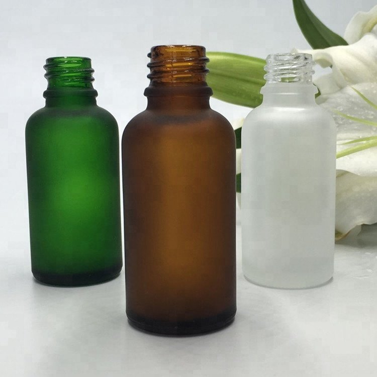 1oz 30ml 60 ml 120ml Boston round glass bottle frost green amber essential oil glass bottles 2oz dropper bottles