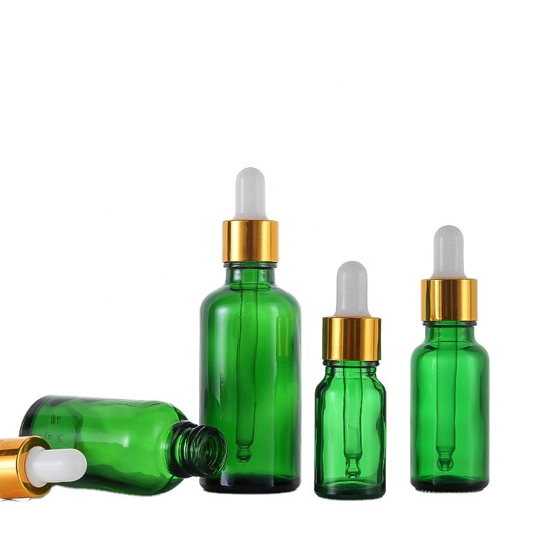 30ml Green glass dropper bottle Korean skincare cosmetic packaging glass container for beauty liquid serum hair perfume essence