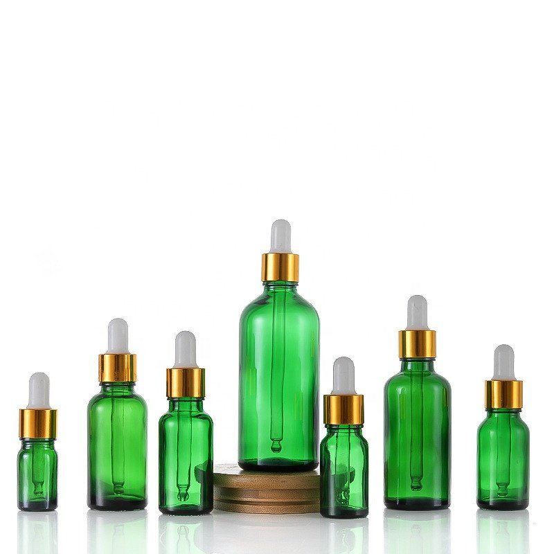 30ml Green glass dropper bottle Korean skincare cosmetic packaging glass container for beauty liquid serum hair perfume essence