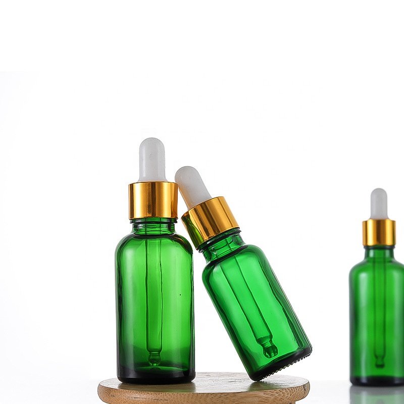 30ml Green glass dropper bottle Korean skincare cosmetic packaging glass container for beauty liquid serum hair perfume essence