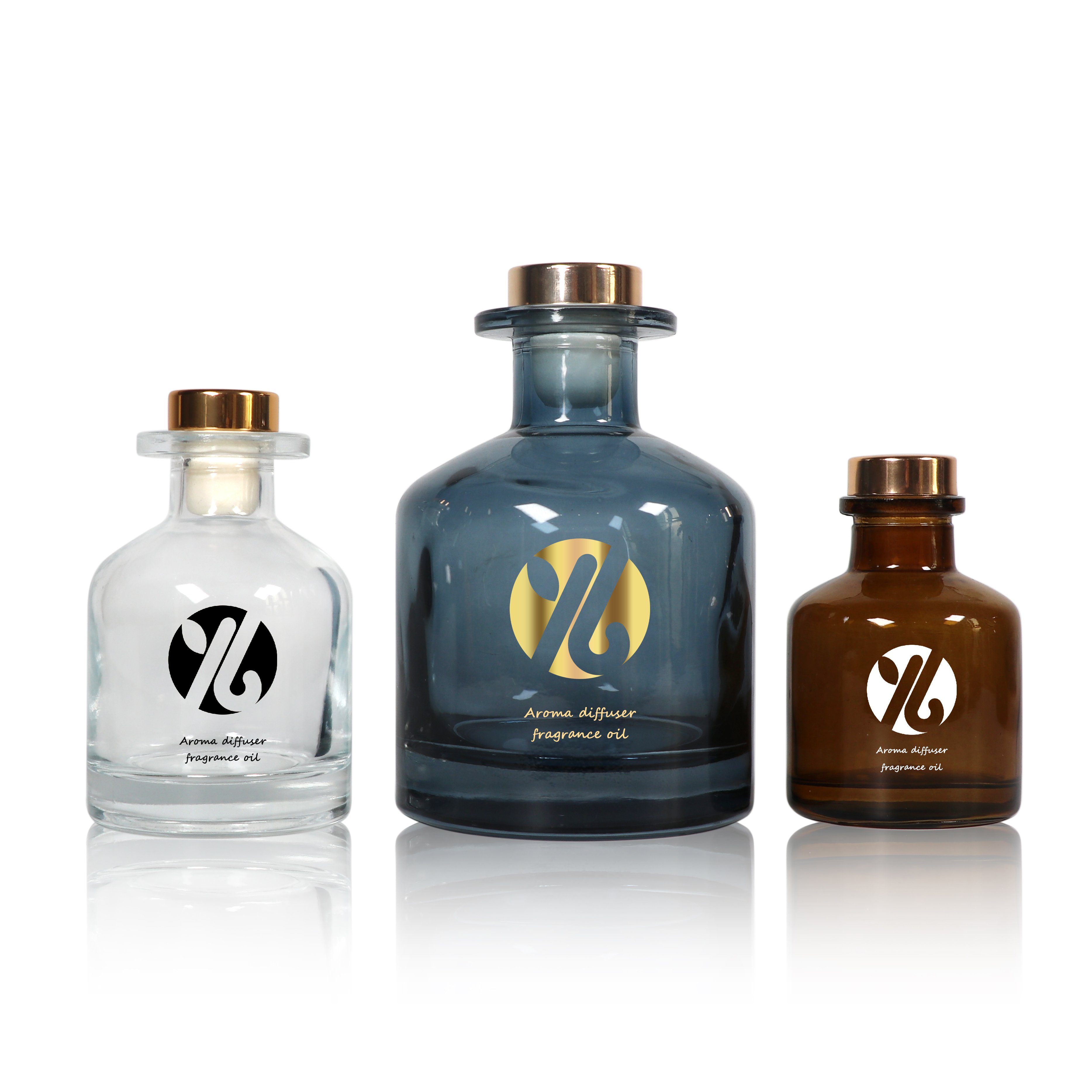 Home Decorative Round Transparent Aromatherapy Reed Diffuser Fragrance Glass Bottle 250ML 500ML With Rubber Stopper