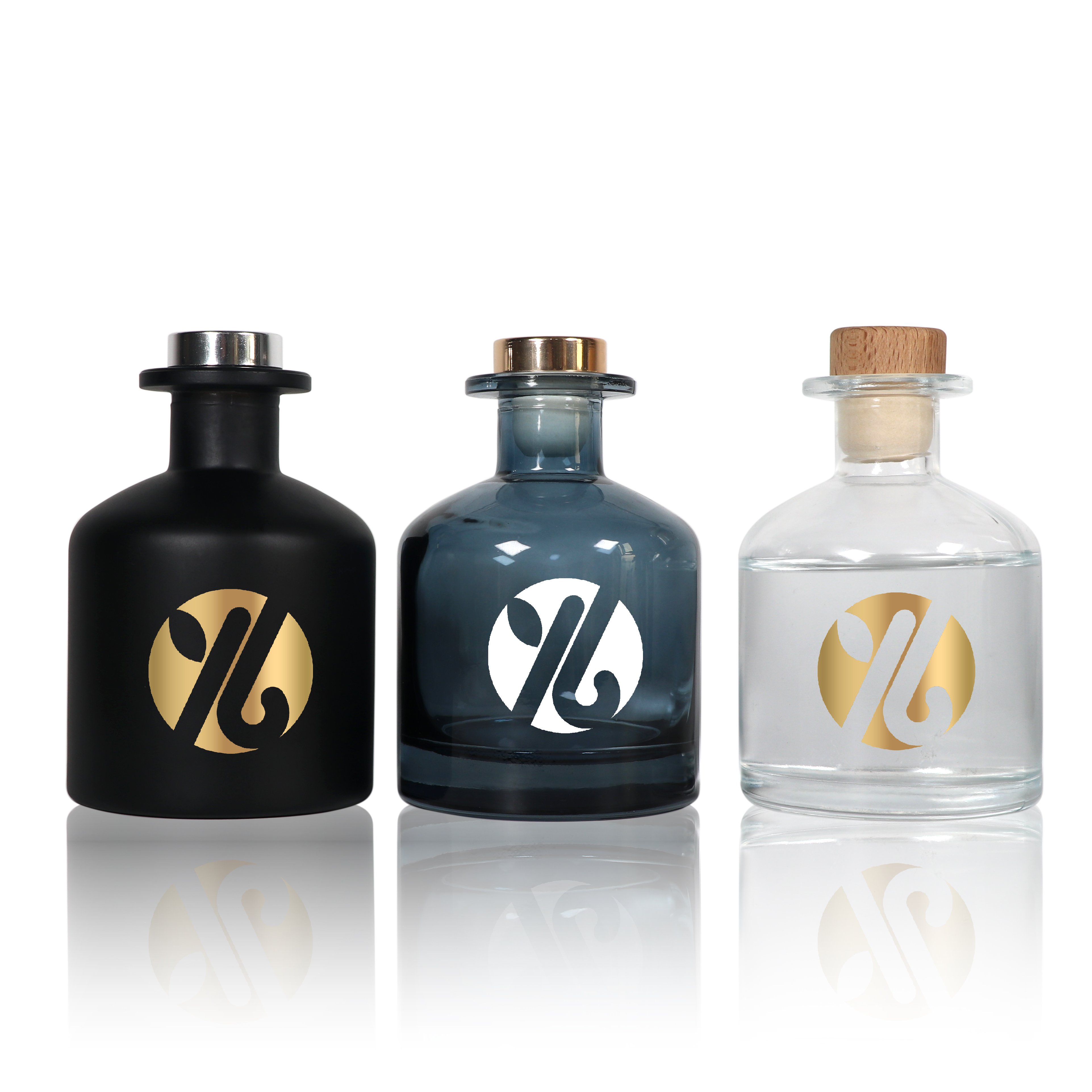 Home Decorative Round Transparent Aromatherapy Reed Diffuser Fragrance Glass Bottle 250ML 500ML With Rubber Stopper