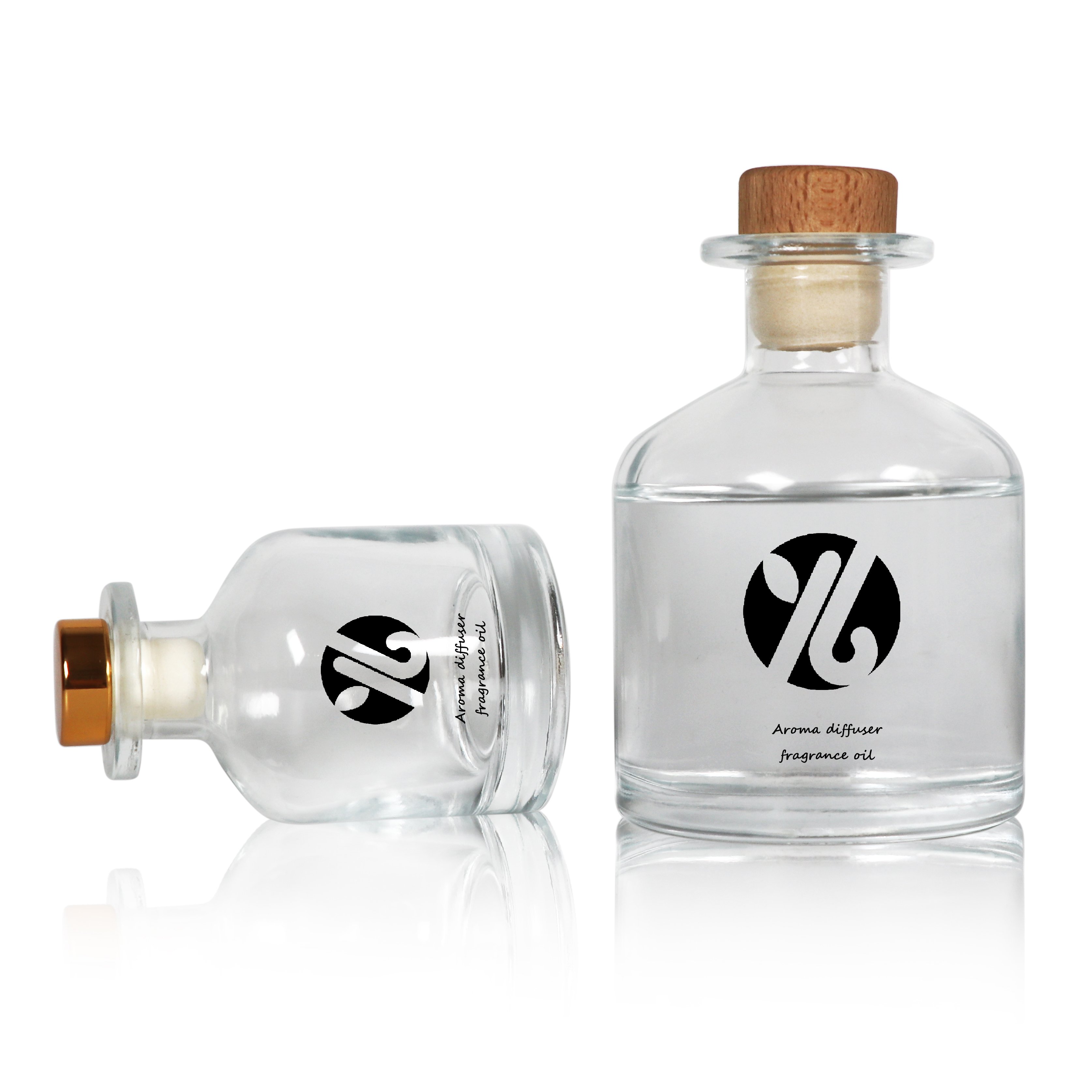Home Decorative Round Transparent Aromatherapy Reed Diffuser Fragrance Glass Bottle 250ML 500ML With Rubber Stopper