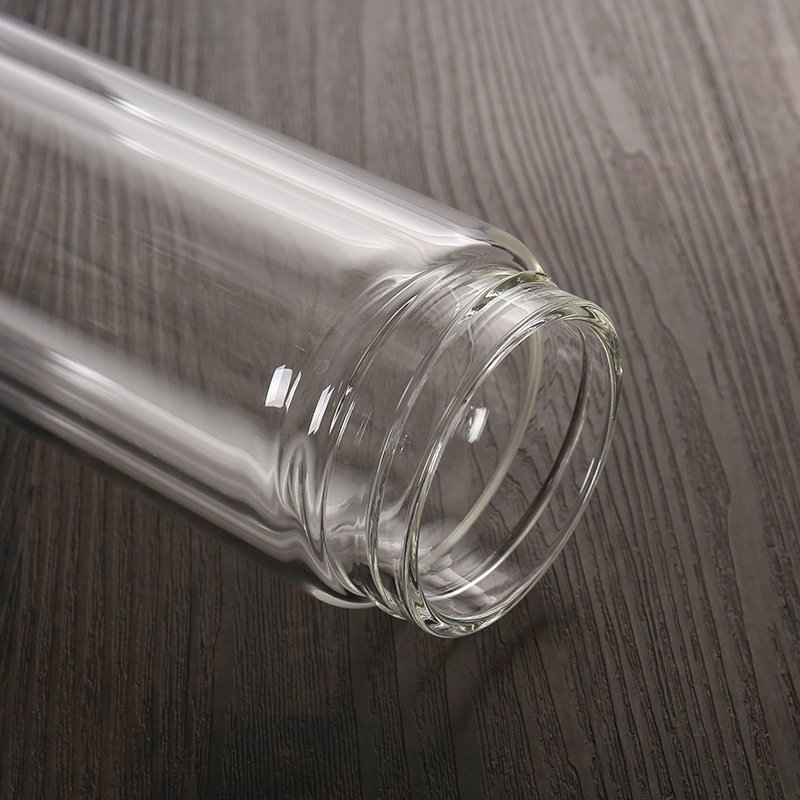 Eco-friendly Double Wall High Borosilicate Glass Water Bottle Insulated Tea Infuser Straight Tumbler Tea Cup With Bamboo Lids