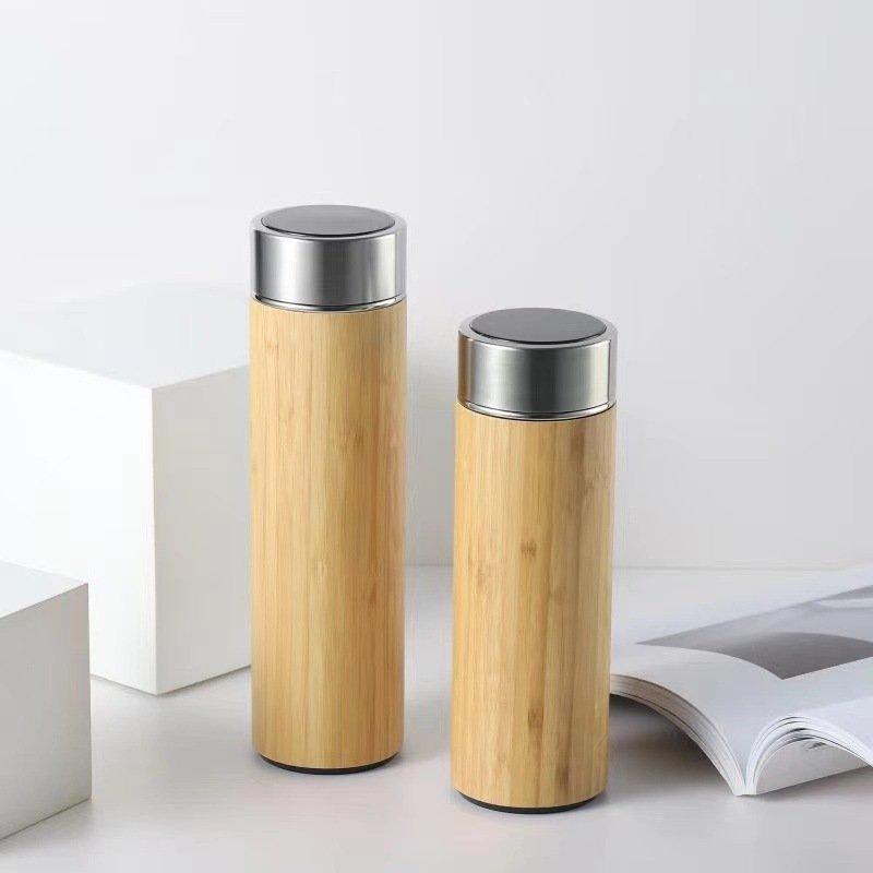 gourde botol tasse Customized Travel Vacuum Flask Wood Water Bottles Smart Stainless Steel Water Bottle Bamboo