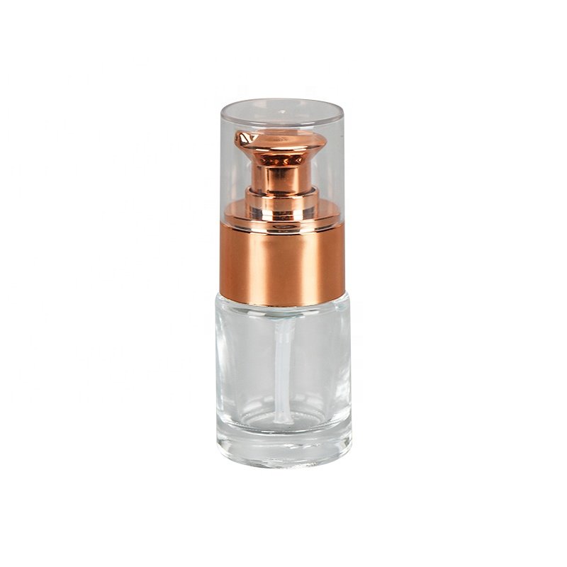 15ml 30ml 1oz empty cosmetic packaging rose gold skin care essential oil liquid foundation glass pump bottle