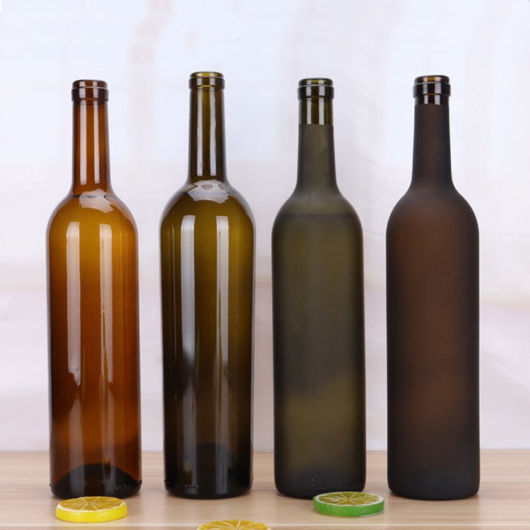 Manufacture price custom empty clear round red wine bottles 750 ml glass with t-cork