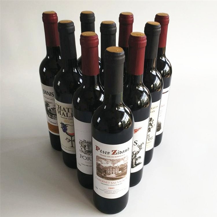 Manufacture price custom empty clear round red wine bottles 750 ml glass with t-cork