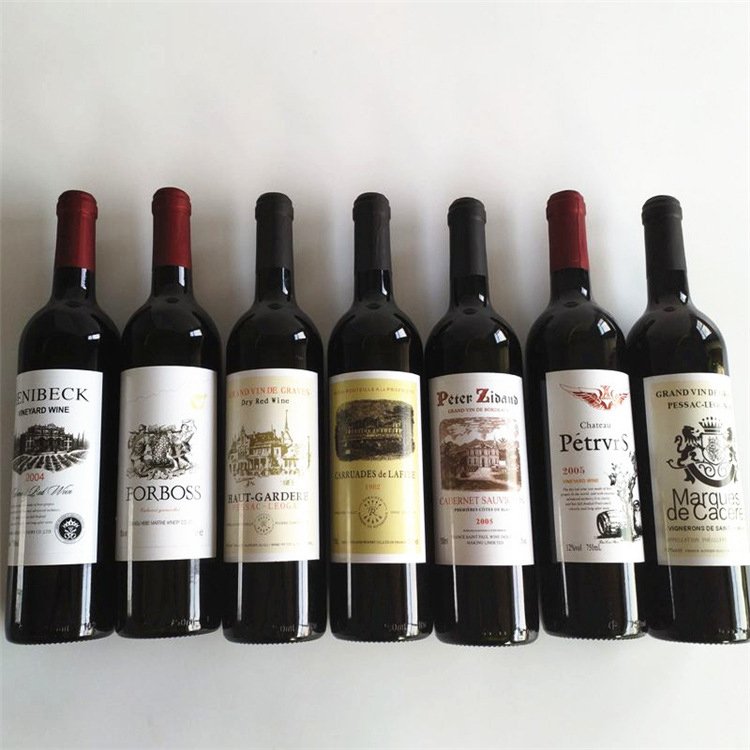 Manufacture price custom empty clear round red wine bottles 750 ml glass with t-cork