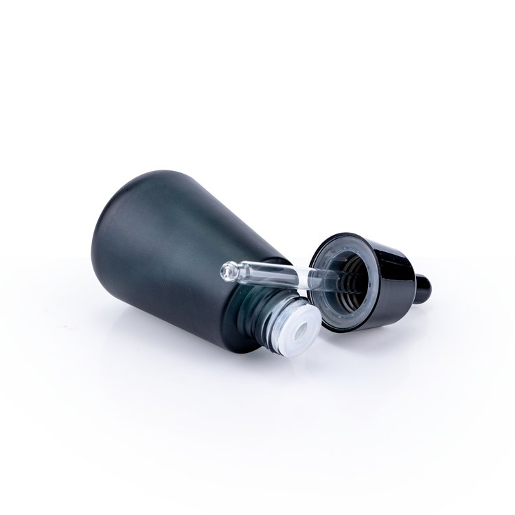 New shape 50ml serum gradient black glass dropper bottle for essential oils with packing box