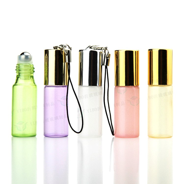 Essential Oil Bottle Ball Roller Bottle Cosmetic Packaging Colorful Glass Roll on OEM Five Steel Cosmetic Screen Printing 1-5ML