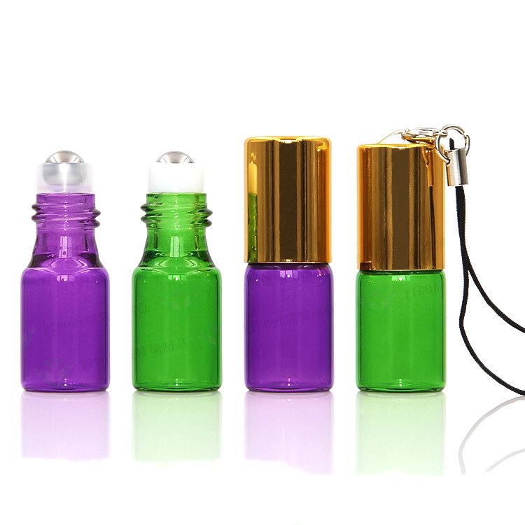 Essential Oil Bottle Ball Roller Bottle Cosmetic Packaging Colorful Glass Roll on OEM Five Steel Cosmetic Screen Printing 1-5ML