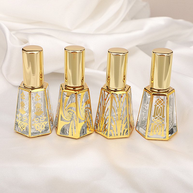 Hot selling 15ml electroplating high-end portable mist spray sample perfume glass bottles
