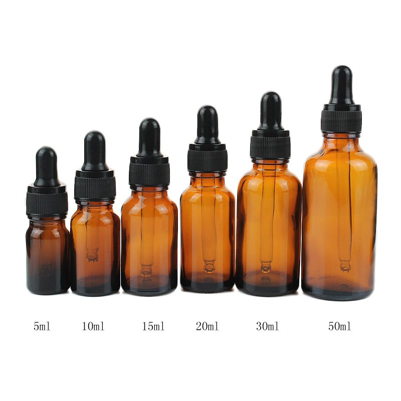 5ml 10ml 15ml 20ml 30ml 50ml 100ml empty Amber glass dropper bottle 1oz dropper glass bottle oil with black top