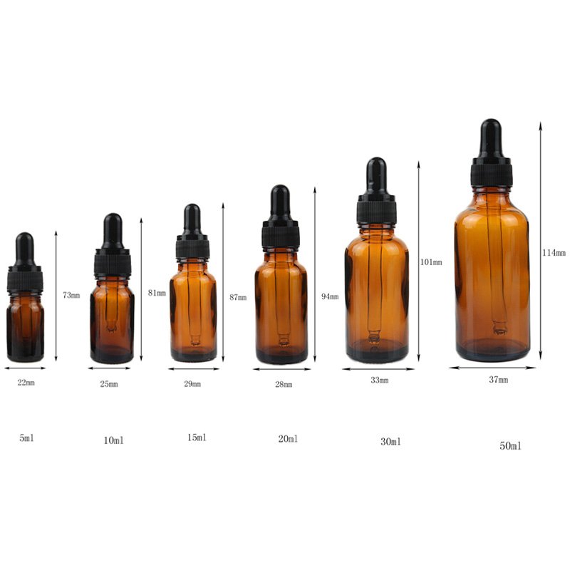 5ml 10ml 15ml 20ml 30ml 50ml 100ml empty Amber glass dropper bottle 1oz dropper glass bottle oil with black top