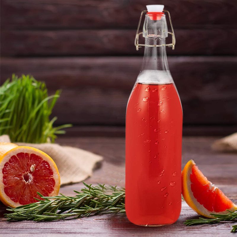 Glass Swing Top Beer Bottles 16 Ounce Bottles with Flip-top Airtight Lid for Carbonated Drinks