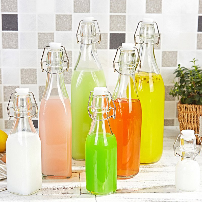 Glass Swing Top Beer Bottles 16 Ounce Bottles with Flip-top Airtight Lid for Carbonated Drinks