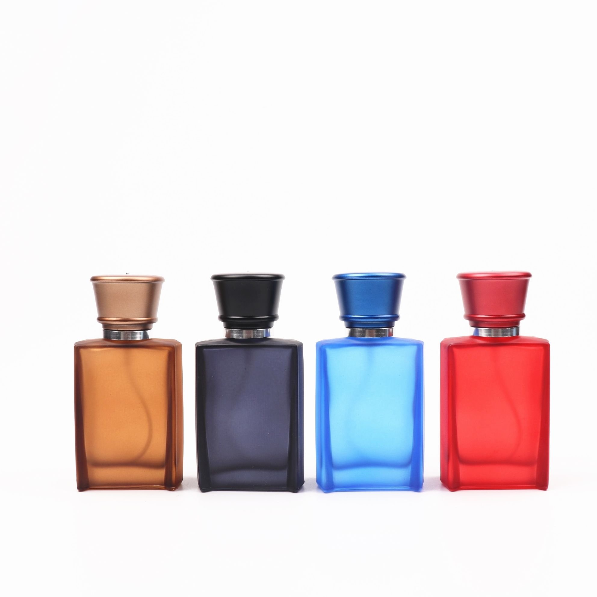 Perfume Bottle Mist 30ML Square Colorful Empty Perfume Glass Bottle with Aluminum Sprayer Pump