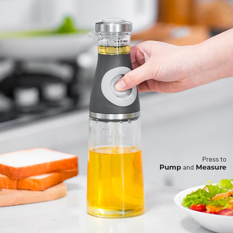 Competitive Price Wholesale Measuring Oil Dispenser Kitchen Olive Oil Vinegar Measured Pump Glass Bottle Container