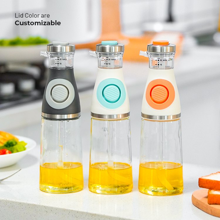 Competitive Price Wholesale Measuring Oil Dispenser Kitchen Olive Oil Vinegar Measured Pump Glass Bottle Container