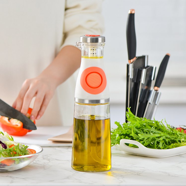 Competitive Price Wholesale Measuring Oil Dispenser Kitchen Olive Oil Vinegar Measured Pump Glass Bottle Container